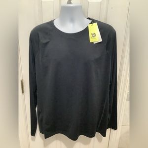 All in Motion Men’s Crewneck Long Sleeve T-Shirt, Black XXL